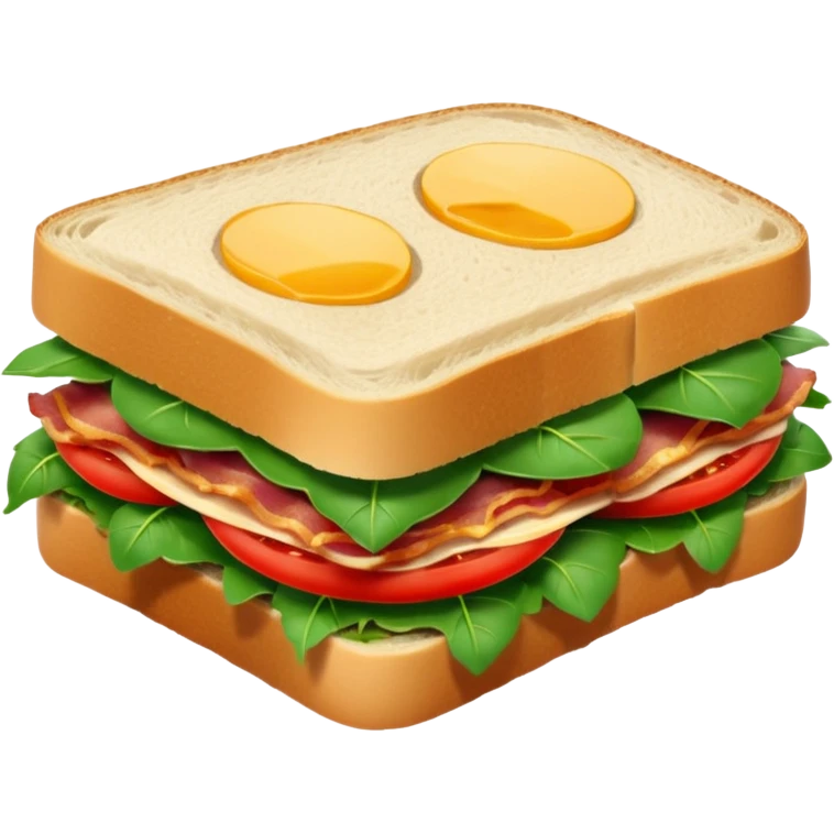 Sourdough bread sandwich with arugula and bacon and tomato slices inside emoji