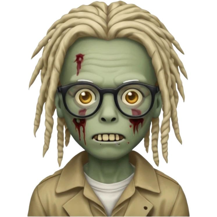 A zombie boy with dreads and glasses emoji