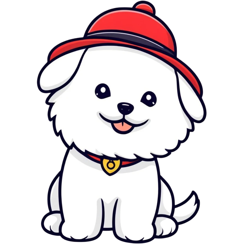 Bichon wearing a hat emoji