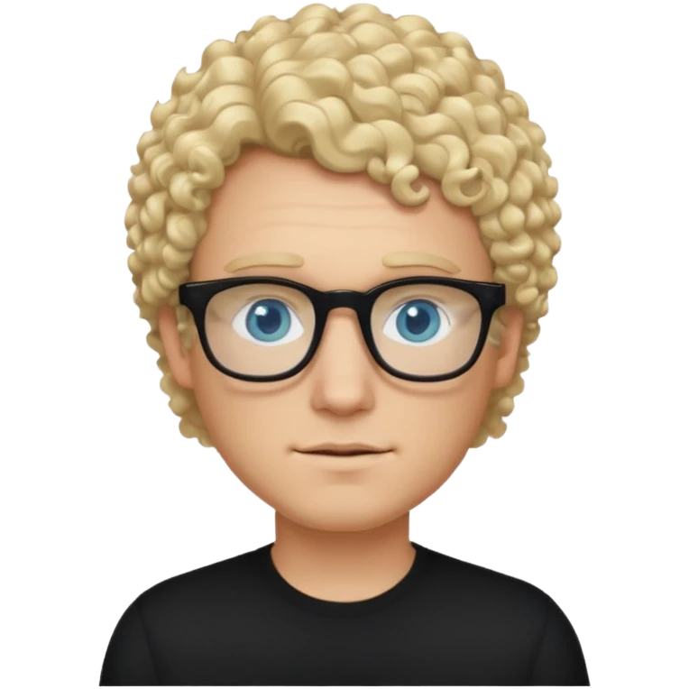 white guy with curly blonde hair and light blue ish  eyes with black glasses  emoji