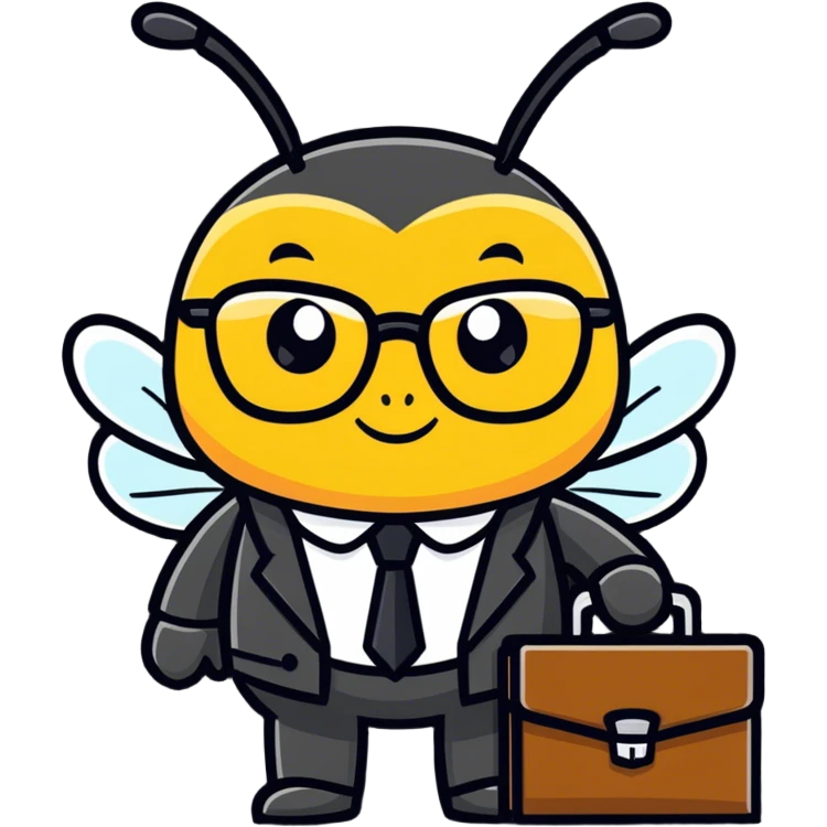a bee in an office suit emoji