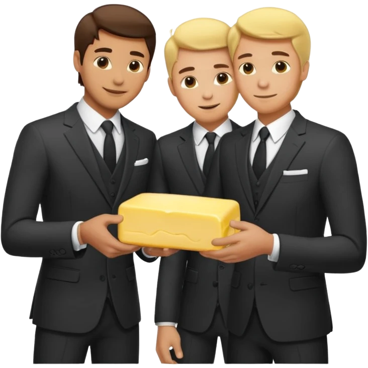 I man handsome puts butter on another man‘S back They are wearing suits emoji