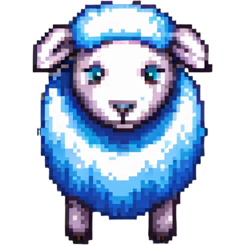 Minecraft sheep with authentic blocky style and proportions, pixel art emoji