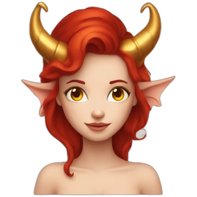 fairy princess devil horns red hair gold eyes emoji