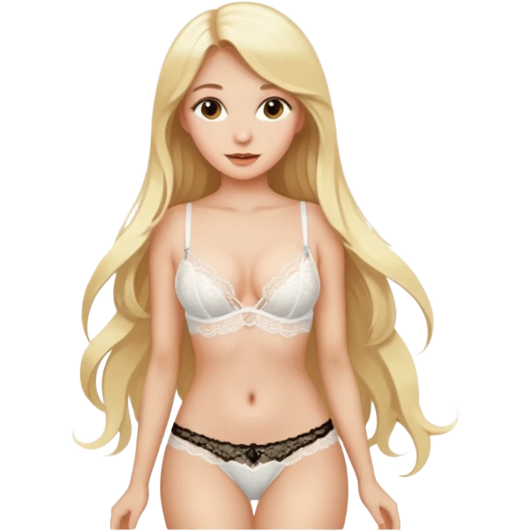 Blondynka w bieliźnie długie włosy emoji