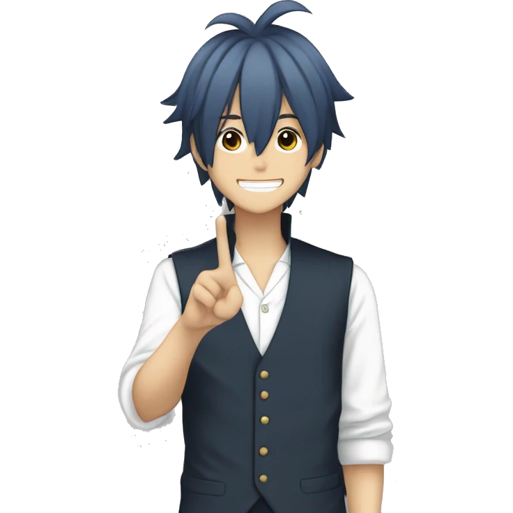 “Mikage Reo”From the anime bluelock doing a peace sign emoji
