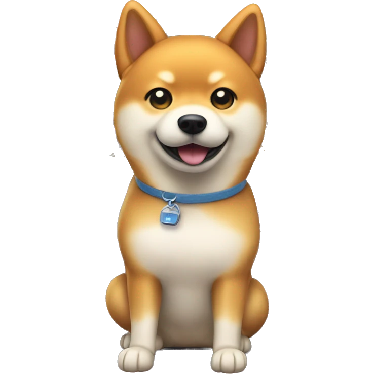 A Shiba Inu in front of a vending machine emoji