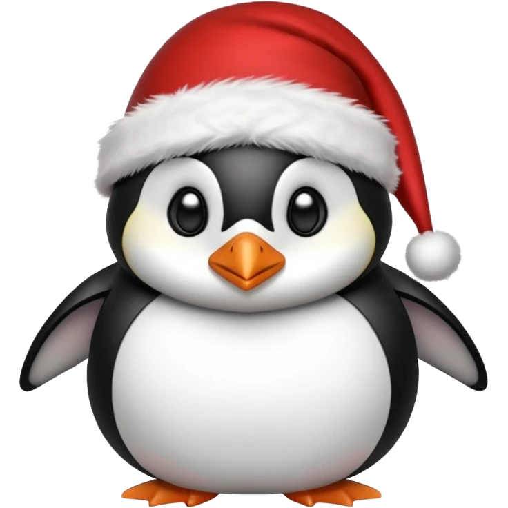 penguin wearing red hat of santa claus emoji