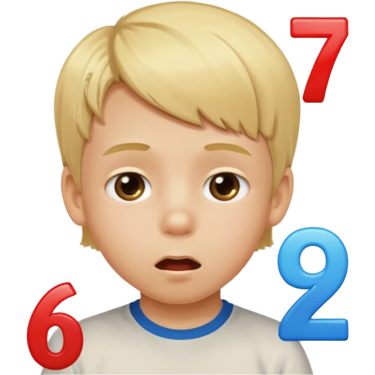 Blonde kid drooling with numbers 67 next to him  emoji