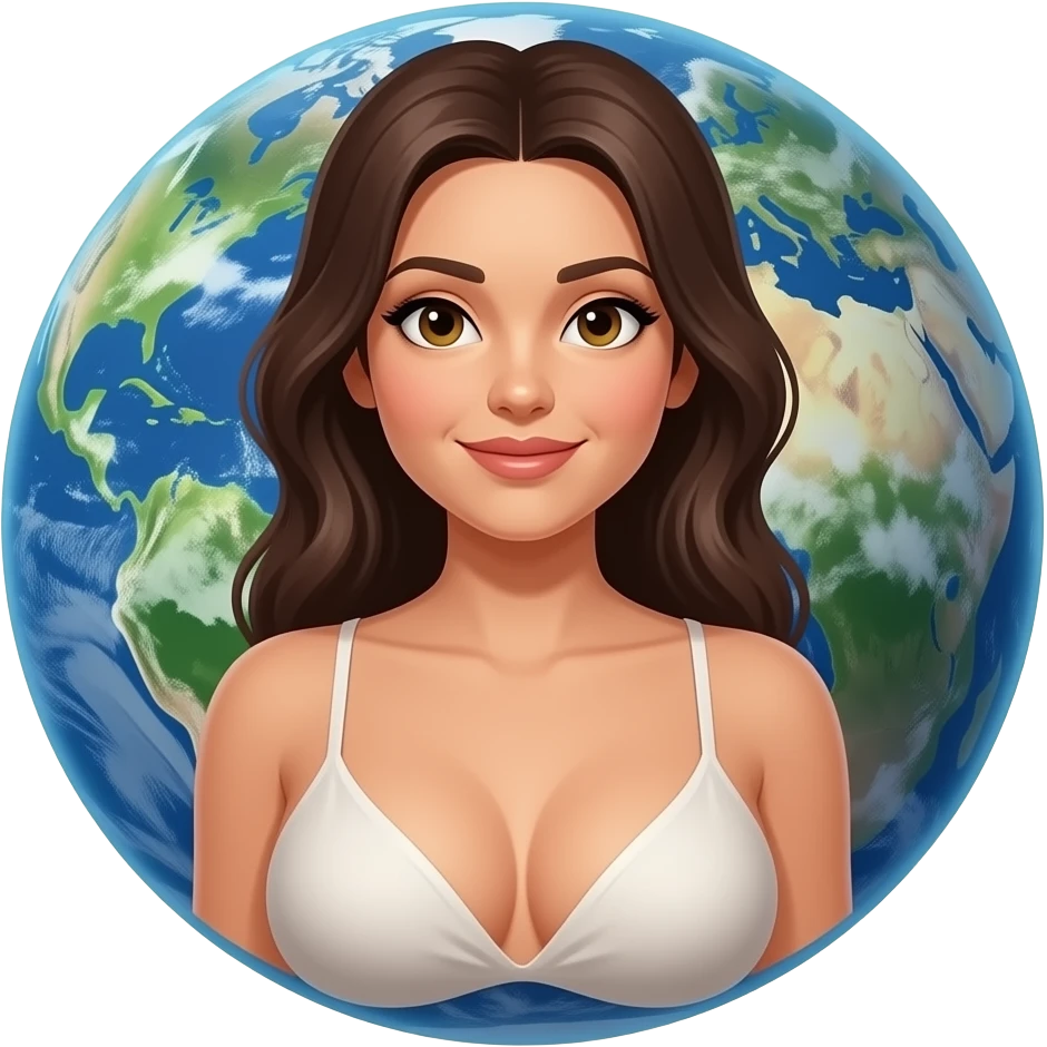 Fais une femme qui a des seins aussi gros qu'une planète emoji
