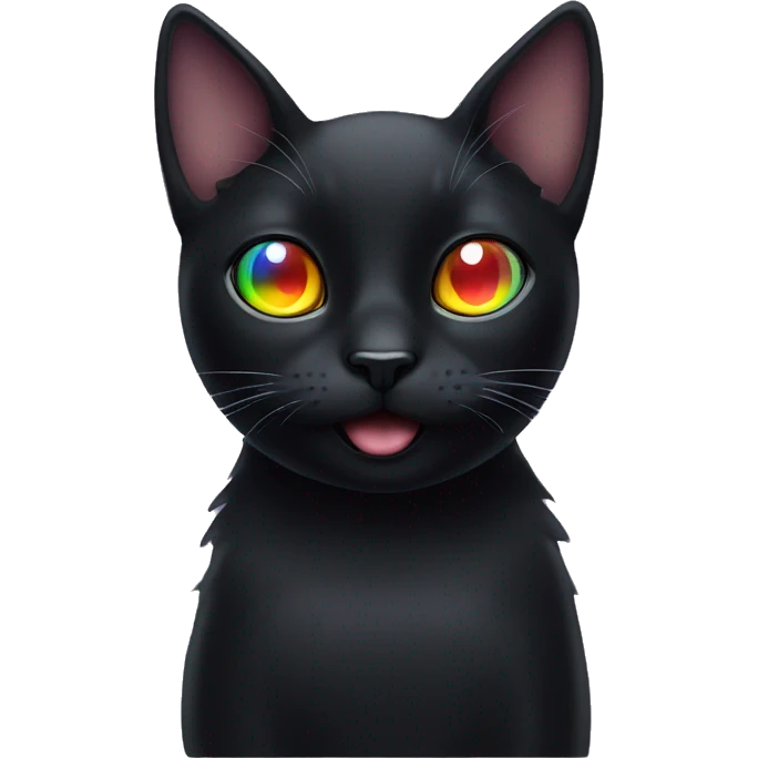 Black cat with rainbow eyes  emoji