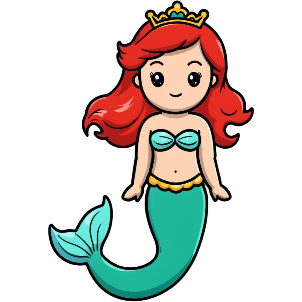Ariel mermaid princess with red hair and green tail emoji