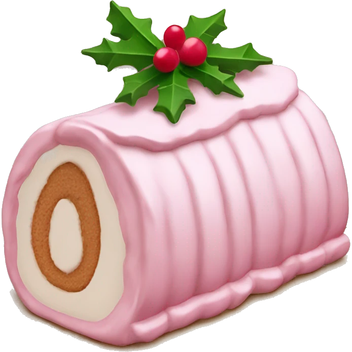 light pink Yule log cake emoji