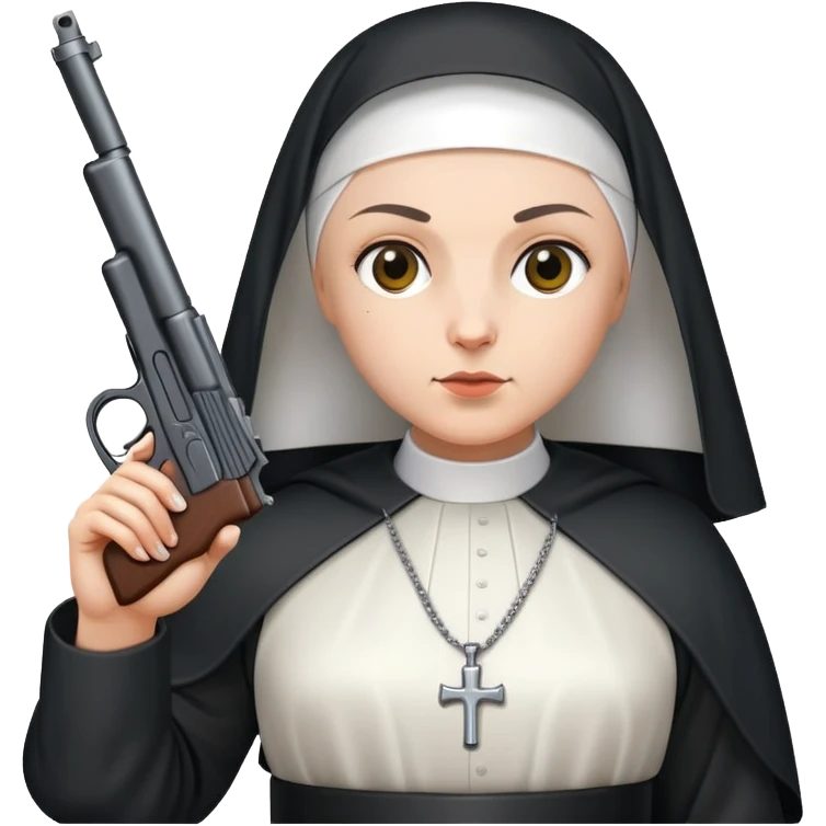stylish nun holding a gun emoji