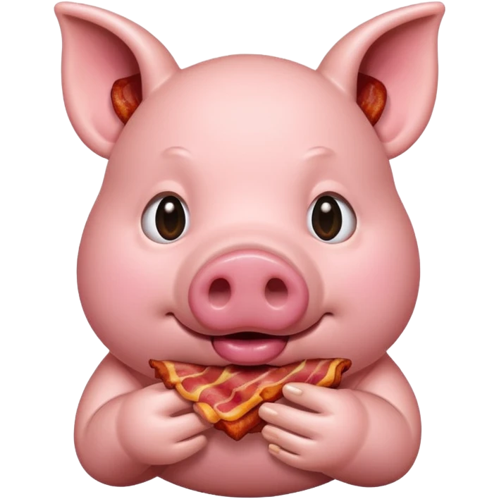 Pig eating bacon emoji
