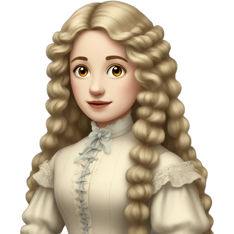 Young lady on victorian era with long hair emoji