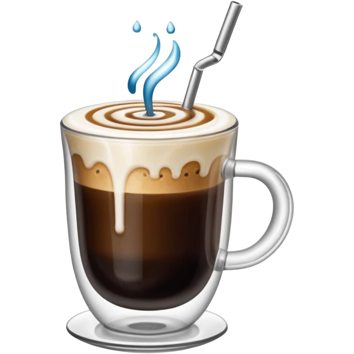 Trippy space background with a floating cup of cold coffee emoji