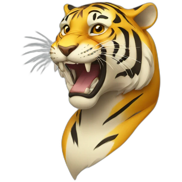 yellow tiger, profile roars drawn emoji