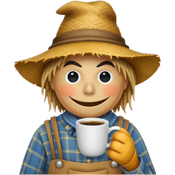 scarecrow drinking a coffee emoji