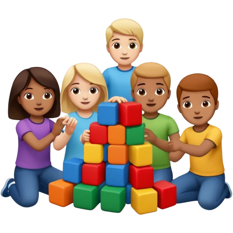 group of kids building with blocks emoji