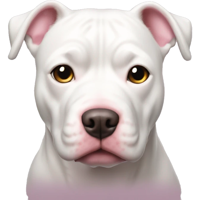white fluffy pitbull with pink nose  emoji
