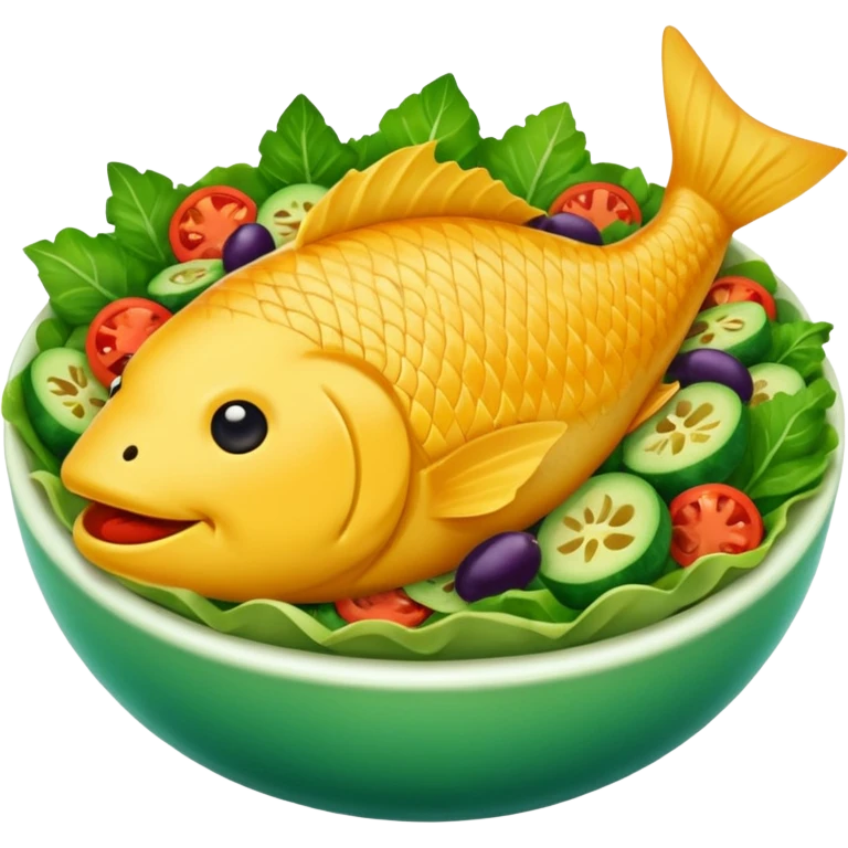 buatkan emoji salad namun berbentuk ikan 🐟 yang chubby untuk discord emoji tentang mancing emoji