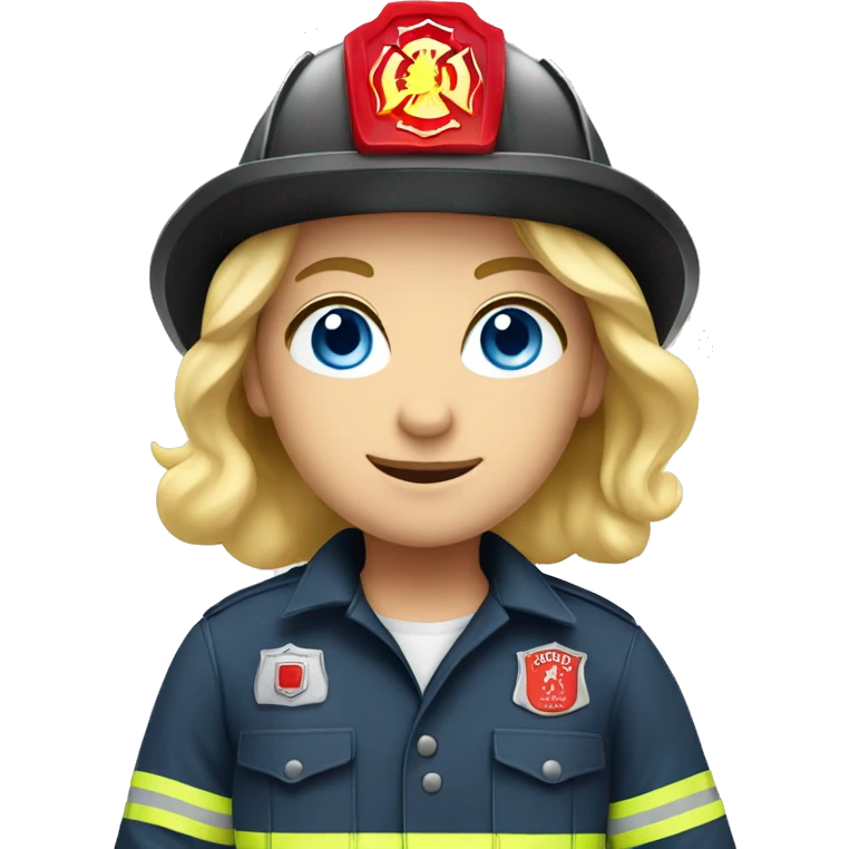 caucasian, blonde firefighter with blue eyes emoji