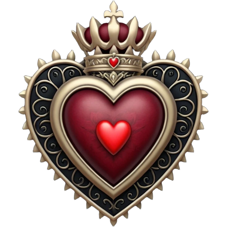 Maroon and black gothic sacred heart emoji