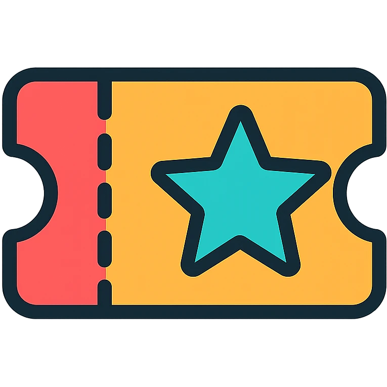 modern icon of an admission ticket, flat design, simple color palette, no text emoji