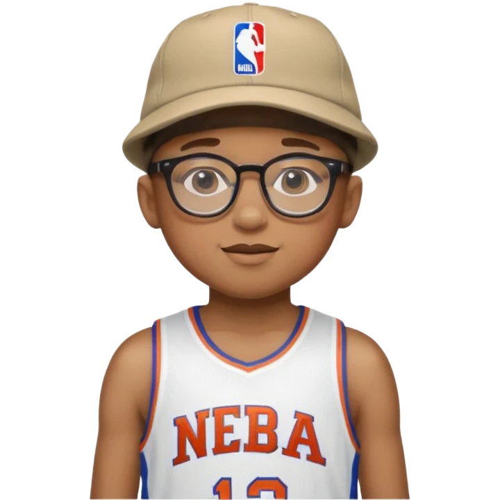 hat and glasses child with nba jersey emoji