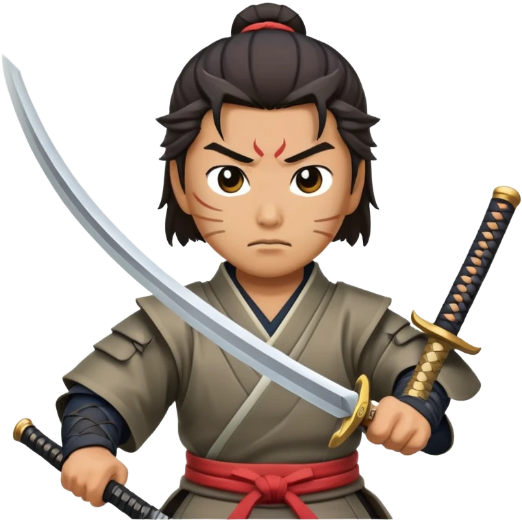 fierce samurai wielding sword in battle stance emoji