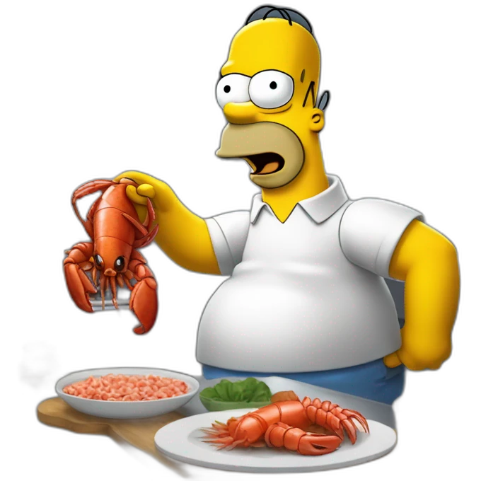 Homer simpson en train de manger un homard emoji