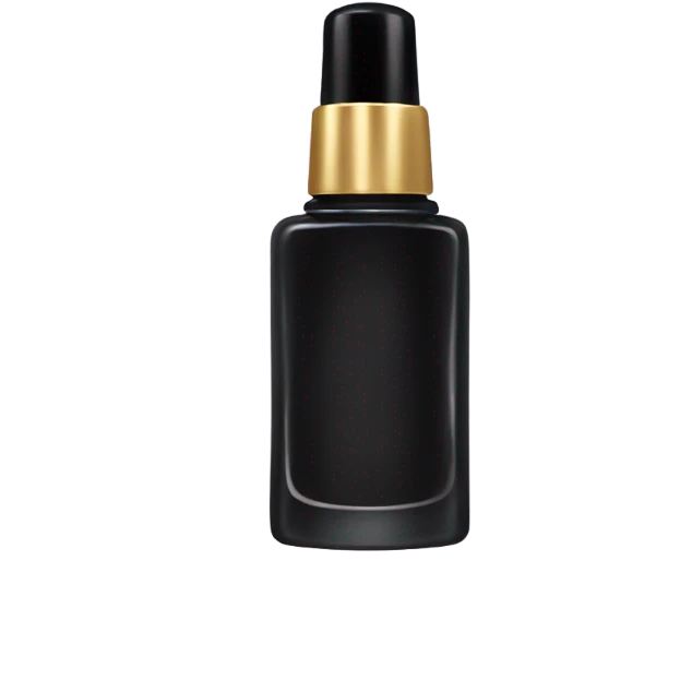 Black nail polish bottle with gold cap emoji