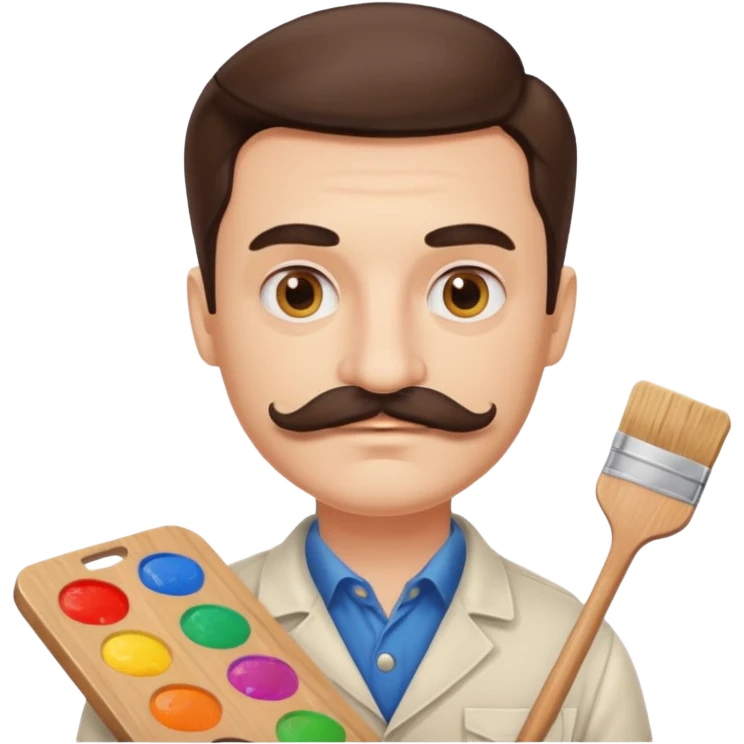 artist with a palette and a moustache emoji
