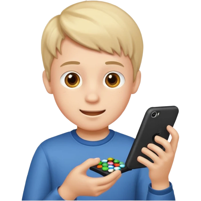 Boy playing a gae emoji