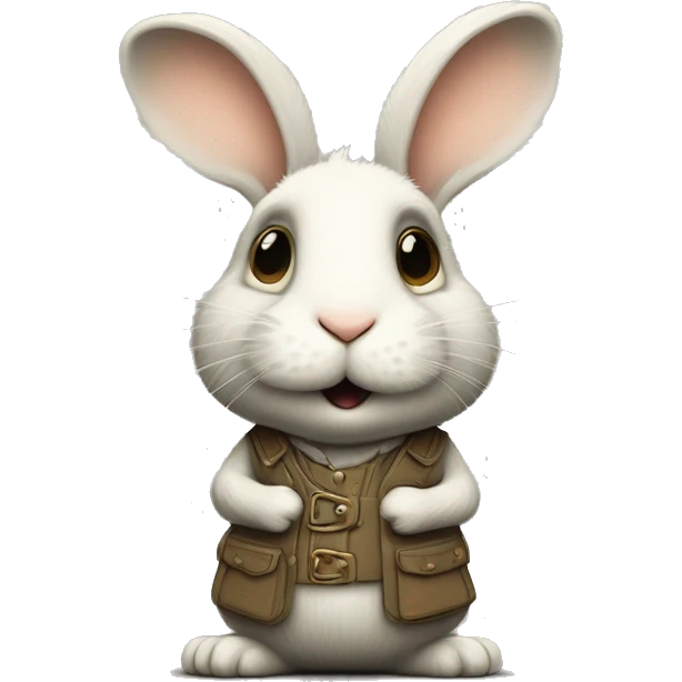 highest quality cutest little rabbit  in the world, in the style of Machinarium and Mattias Adolfsson and Pixar and Beatrix Potter, smooth, sharp focus, highly detailed, ultra sharp, illustration, digital painting emoji