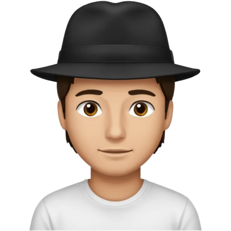Male brunette movie producer black hat white tshirt  emoji