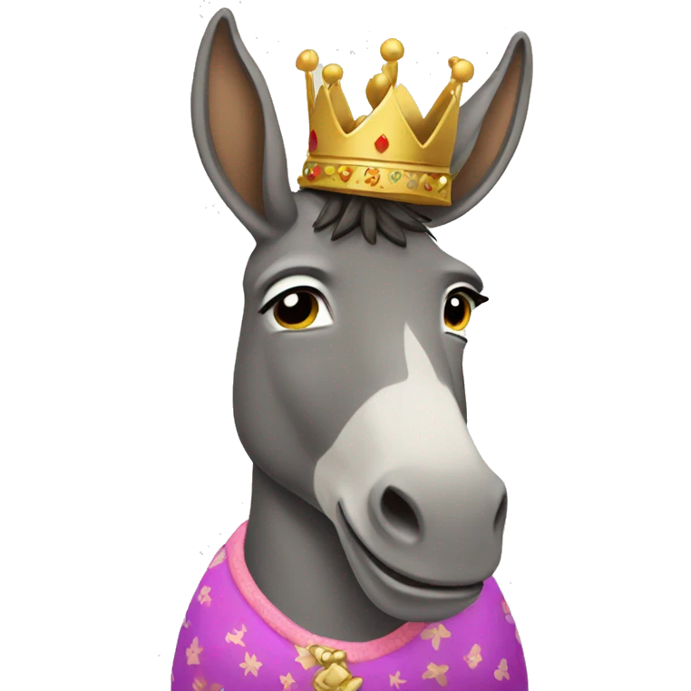 Donkey wearing a dress and crown emoji