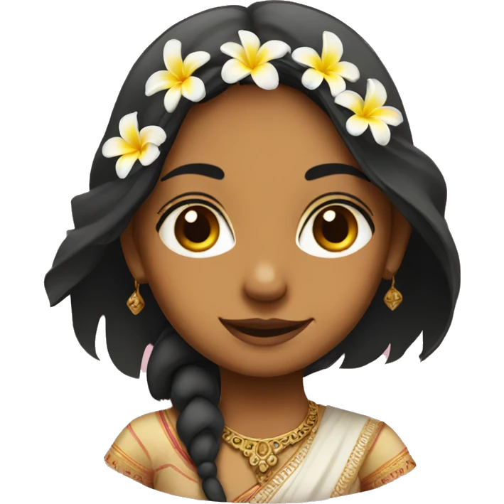 Indian girl wearing frangipani emoji