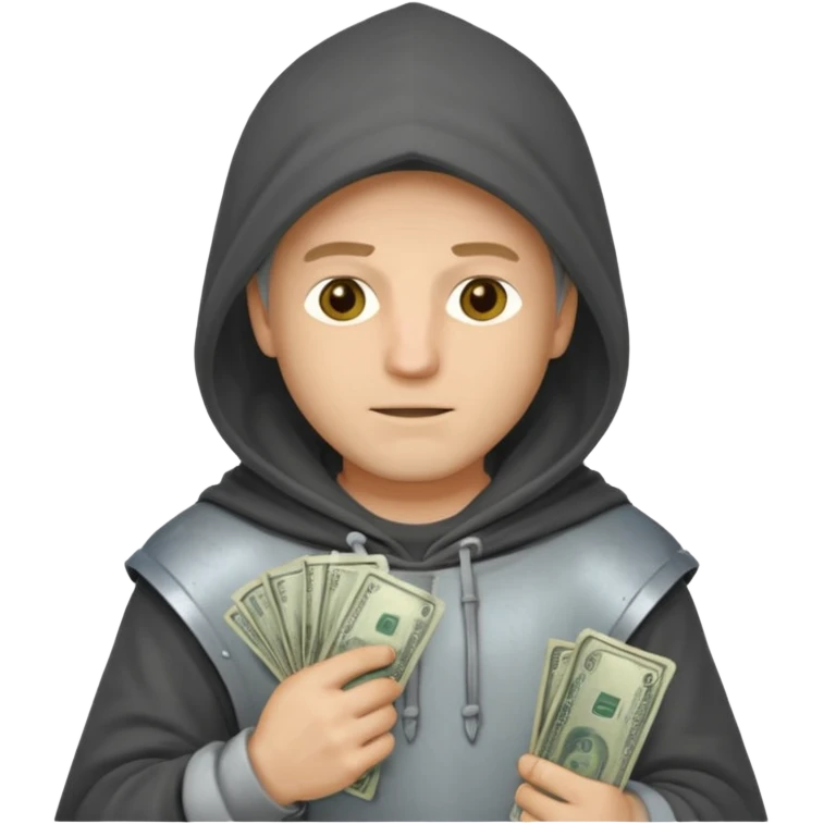 Knight hoodied holding money emoji