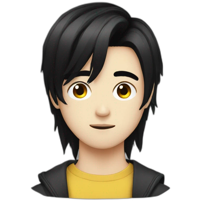 a brazilian-korean emo young man with black hair, kinda of weird emoji