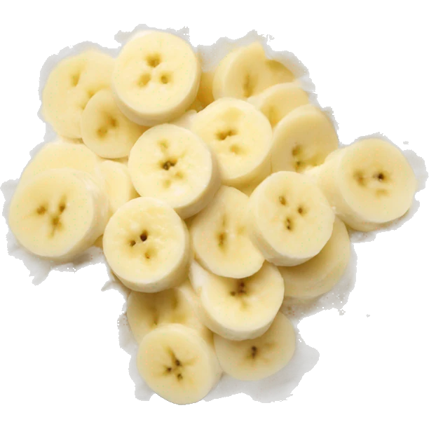 Cottage cheese in a bowl with banana slices as a topping emoji