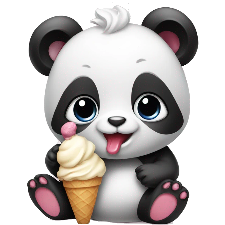 Baby panda with ice cream emoji