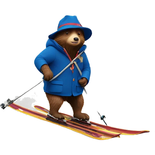 Paddington skiing in the forest emoji