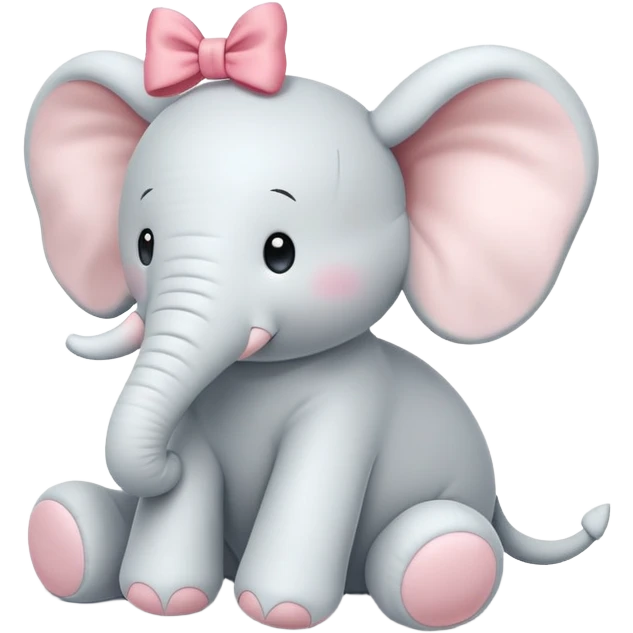 jellycat plush white Elephant with a bow on its head emoji