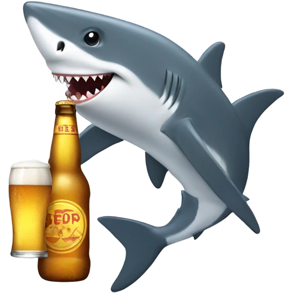 Shark holds a beer emoji