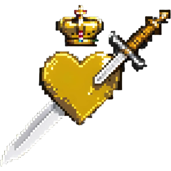 golden heart with a golden dagger crossing it emoji