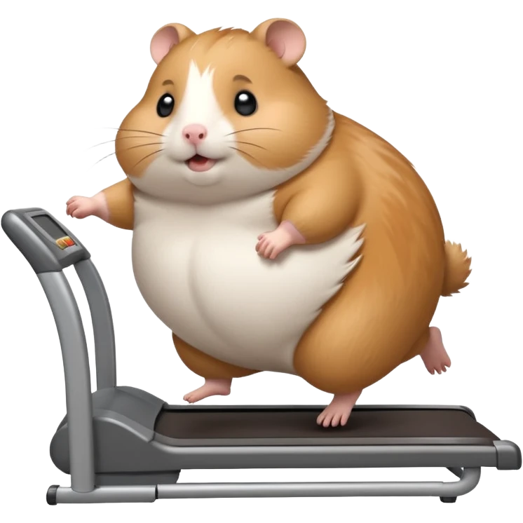 fat hamster big belly trying to run on treadmill sideways emoji