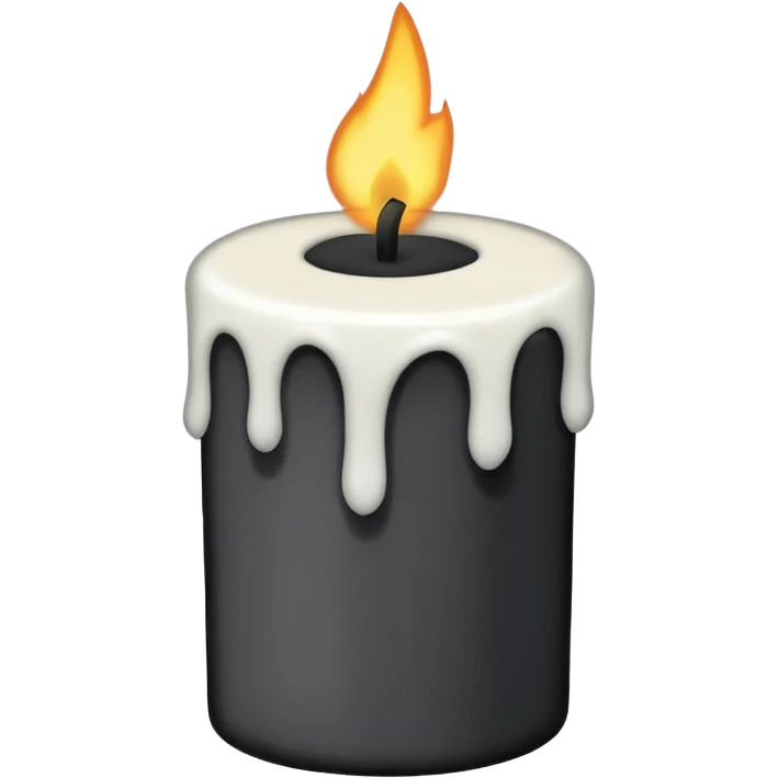 Minimalist emoji-style sticker of a candle with a broken or melted top and rising black smoke. No flame. Matte style. emoji