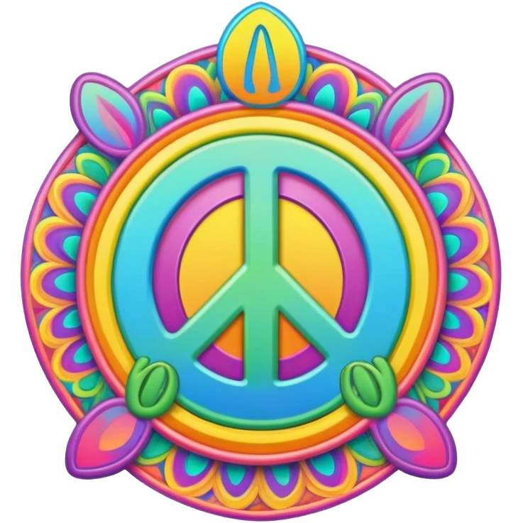 Psychedelic colored Border line with peace sign emoji